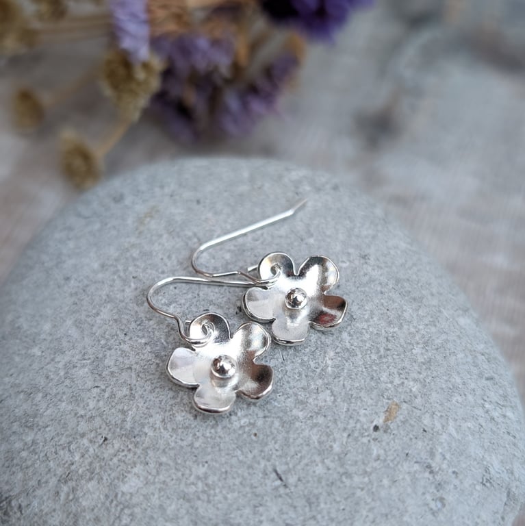 Sterling Silver Flower Drop Earrings - JBJ1012