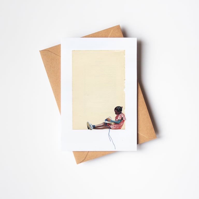 Girl Sewing Portrait Greeting Card - Sewing Bee