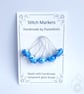 Lampwork Stitch Markers - Bright Speckled Blues - Image 1