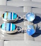 Surfite & Blue Seaglass Earrings Fine & Sterling Silver Jewellery Gift Upcycled - Image 5