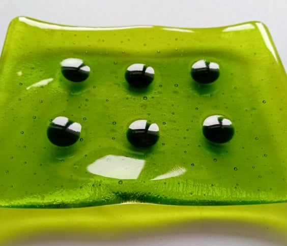 Spring green fused glass soap dish