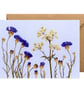 Any Occasion Pressed Flower Print Greeting Card - Cornflower