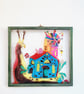 Kids room decor Hand Painted Glass Art Painting wall art Framed Unique Handmade - Image 1