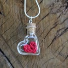 Cotton Heart Bottle Necklace, Cotton Anniversary Gift, 2nd Anniversary Cotton