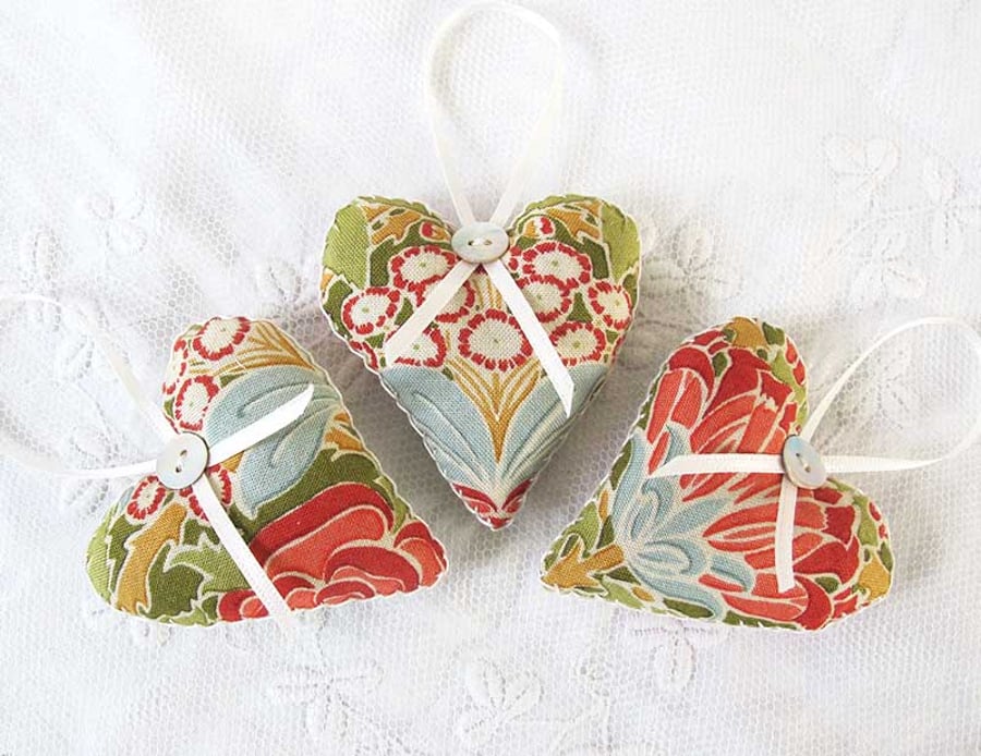 SET OF 3 CHARLES VOYSEY LAVENDER BAGS - HEART SHAPED