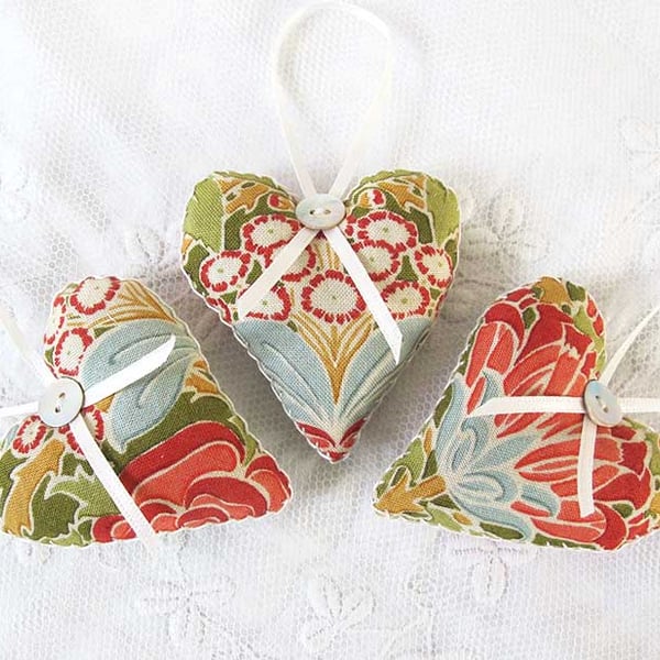 SET OF 3 CHARLES VOYSEY LAVENDER BAGS - HEART SHAPED