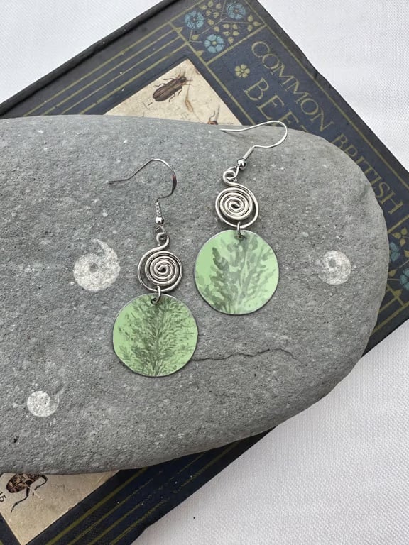 Recycled tin and silver earrings 