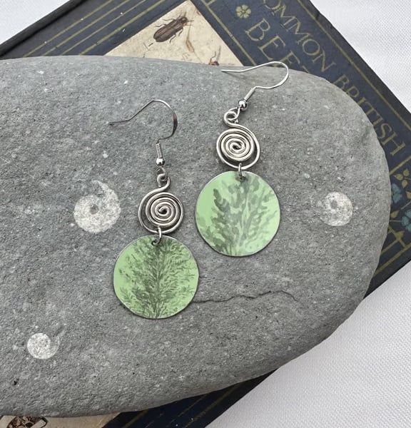 Recycled tin and silver earrings 