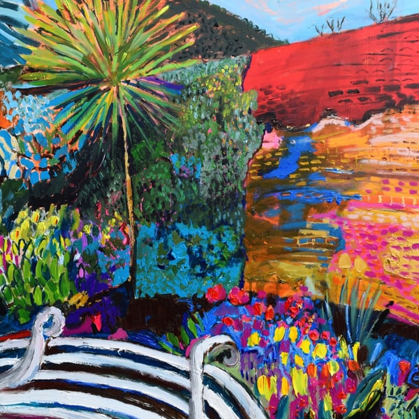 A Midsummer Garden's Dream Greeting Card - Colourful Floral Garden Art Card