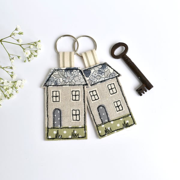 House key ring, embroidered house keyring, house key chain, house key fob