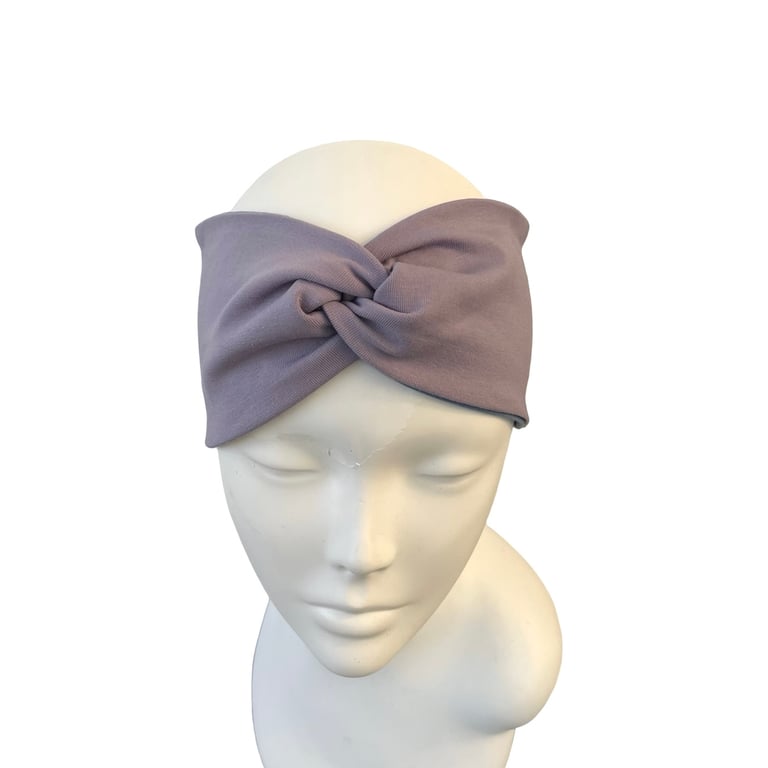 Lilac and Blue Cotton Twist Headband Wide Stretchy Head Wrap for Women