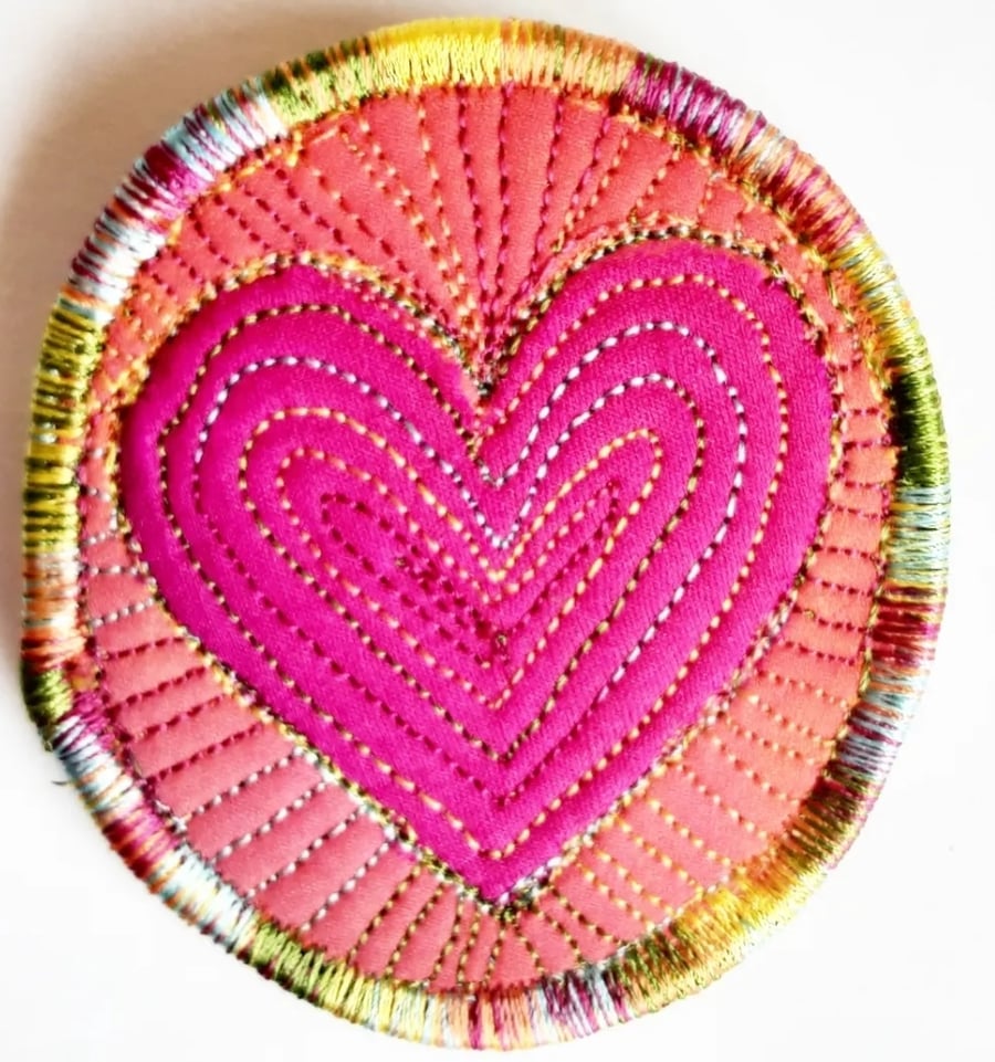 Textile Brooch Free Machine Embroidery 