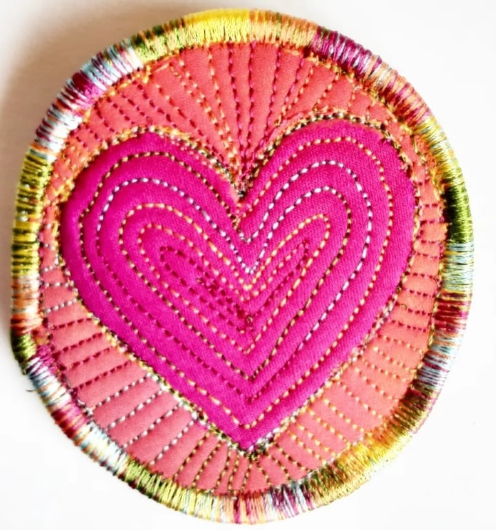 Textile Brooch Free Machine Embroidery 