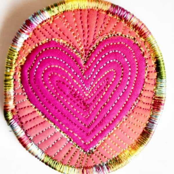 Textile Brooch Free Machine Embroidery 