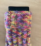 MOBILE PHONE SLEEVE SIZE 8x3.5" or 20x9cm HAND KNITTED IN MULTICOLOURED YARN