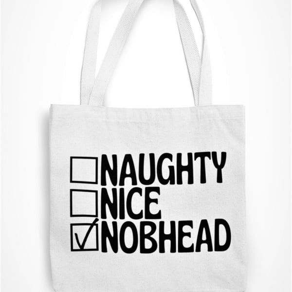 Naughty Nice Nob head Tote Bag Christmas Rude Funny Novelty Eco Shopping Bag