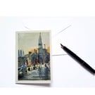 Blank greetings card Charles Cross Plymouth from original painting  size A6