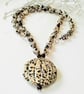 Natural Dalmatian Jasper, Smokey Quartz & Agate Sterling Silver Necklace - Image 1