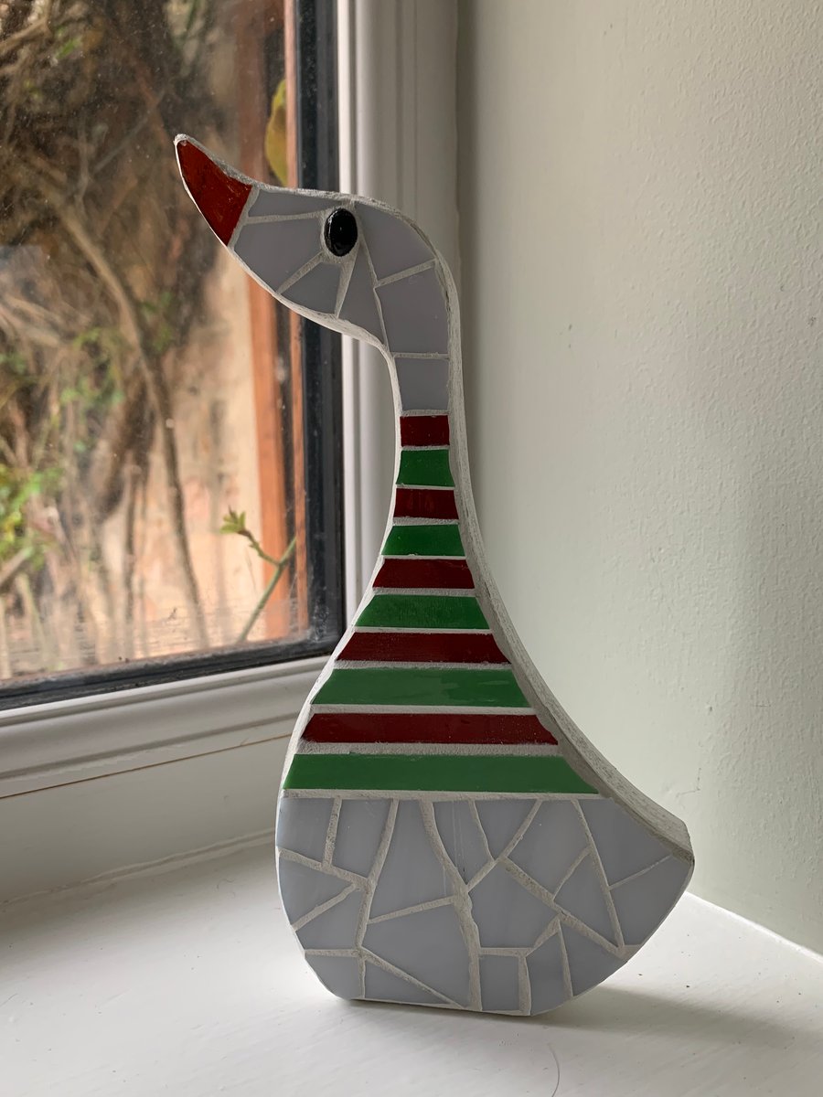 Available Now! Freestanding Duck, Mosaic Ornament, Mosaic Art, Home Decor