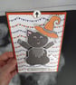 Interactive Halloween Black Cat Card. Moving Witch Cat. Handmade Pull Tap Card.  - Image 3