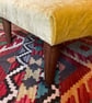 Yellow Crushed Velvet Sequin Stars Footstool Coffee Table New - Image 3