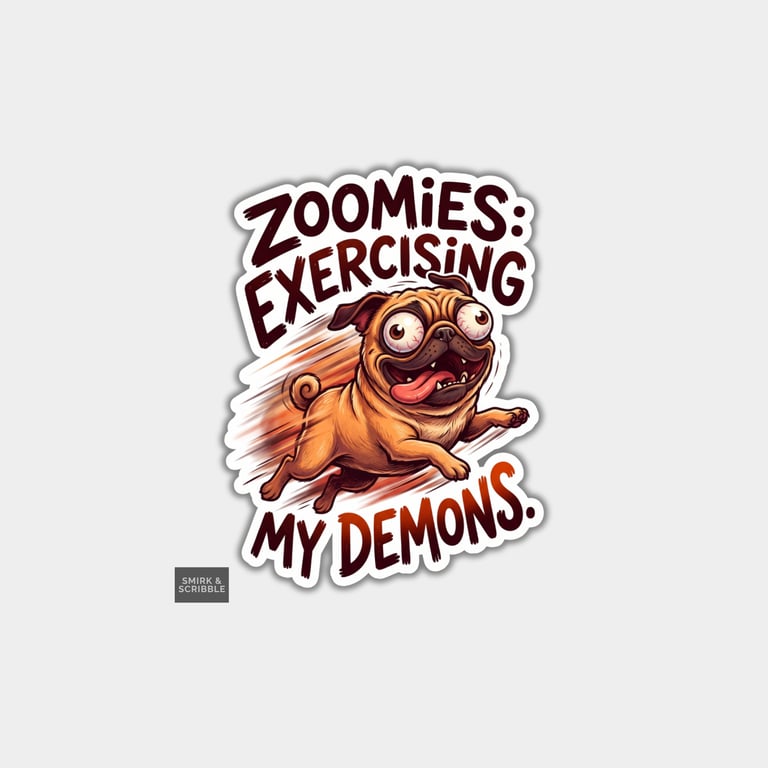 Funny Die Cut Vinyl Sticker - Zoomies Dog
