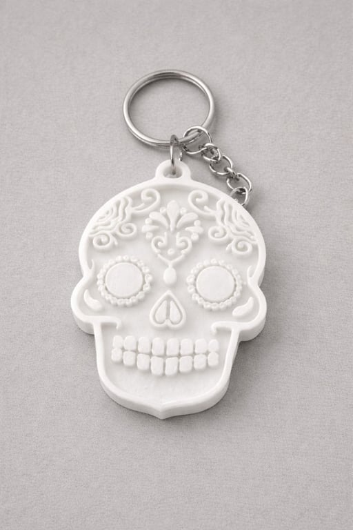 Sugar Skull Keychain – Custom 3D Printed Handmade Keyring