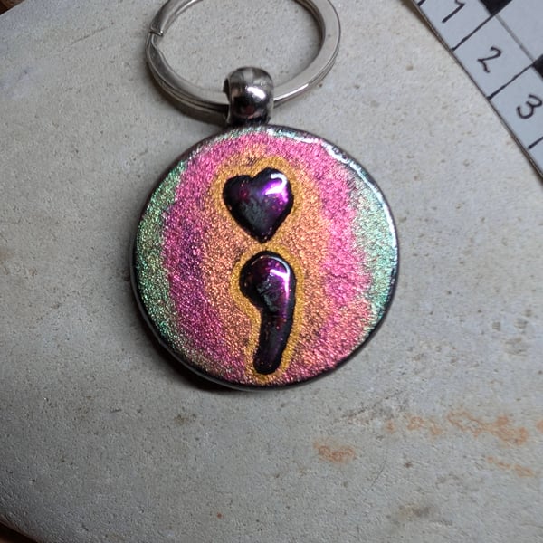 Painted Wooden Keyring Fob