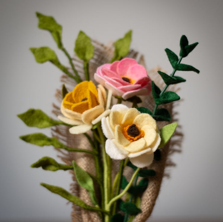 Sunset Petals - Felt Ranunculus Bouquet - Folksy