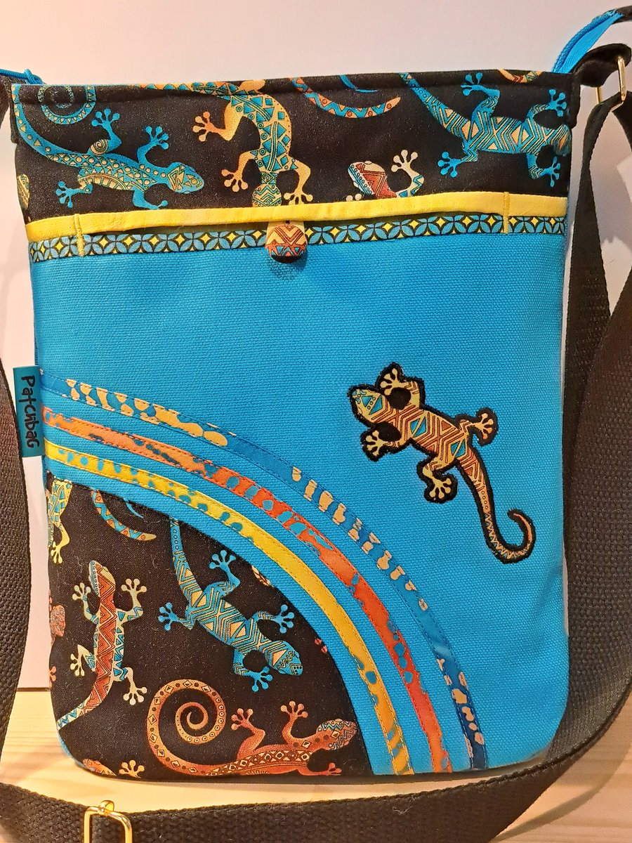 Sky blue handbag,Spanish Lizards