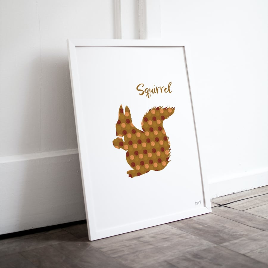 Spotty Squirrel A4 Art Print