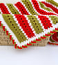 Crochet Baby Blanket – Christmas Red, Green and White - Image 3