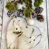 Vintage White Hare Hanging Heart Decoration Christmas Ornaments Festive Gift