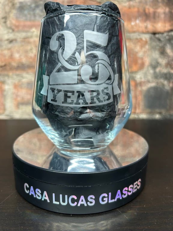 Hand Etched Glass, 25 Years, Anniversary