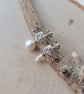Silver and Pearl Mismatched Lichen Dangle Drop Earrings - Image 6