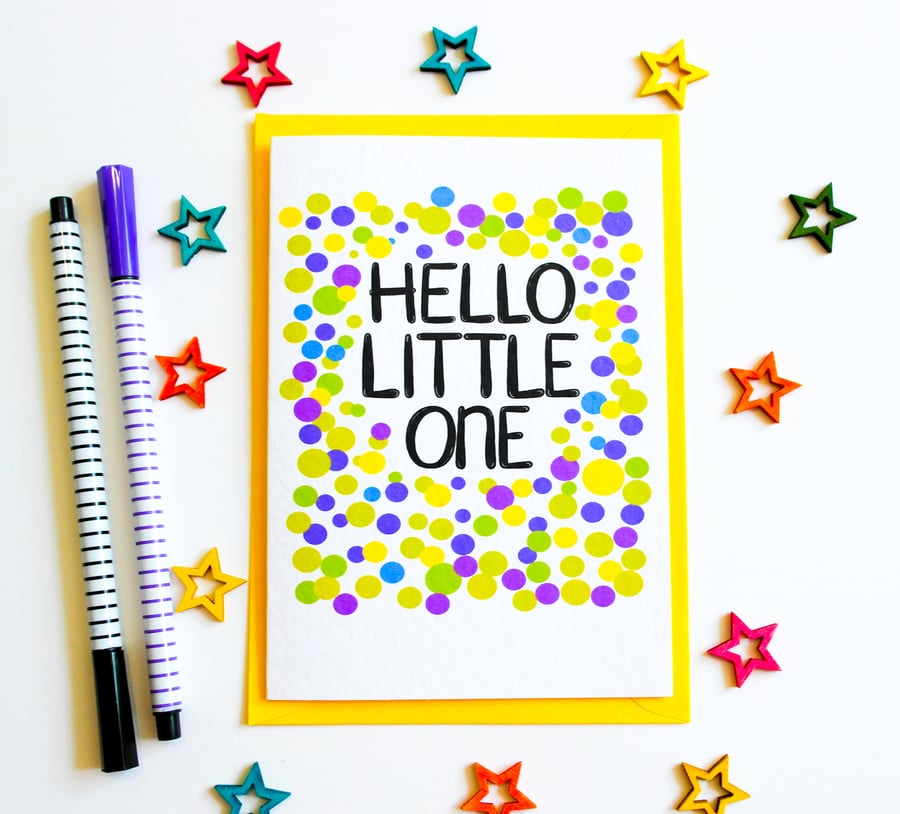 Hello Little One New Baby Card, New Arrival Card, Adoption Card