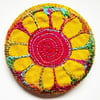 Badge 58mm Multicoloured Flower Textile Badge 