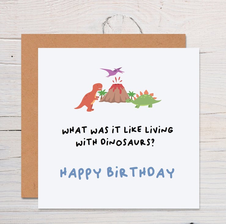 Living with dinosaurs funny dinosaur birthday c... - Folksy