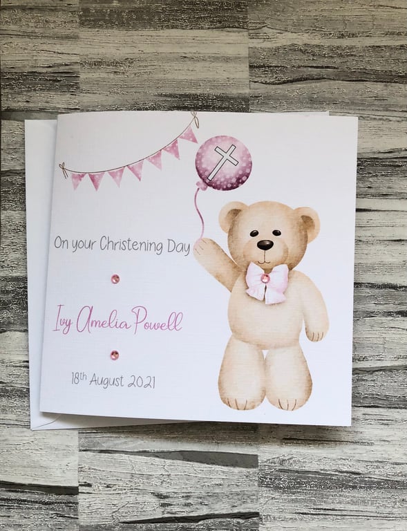 Christening Card for Girl or Boy. Handmade and personalised