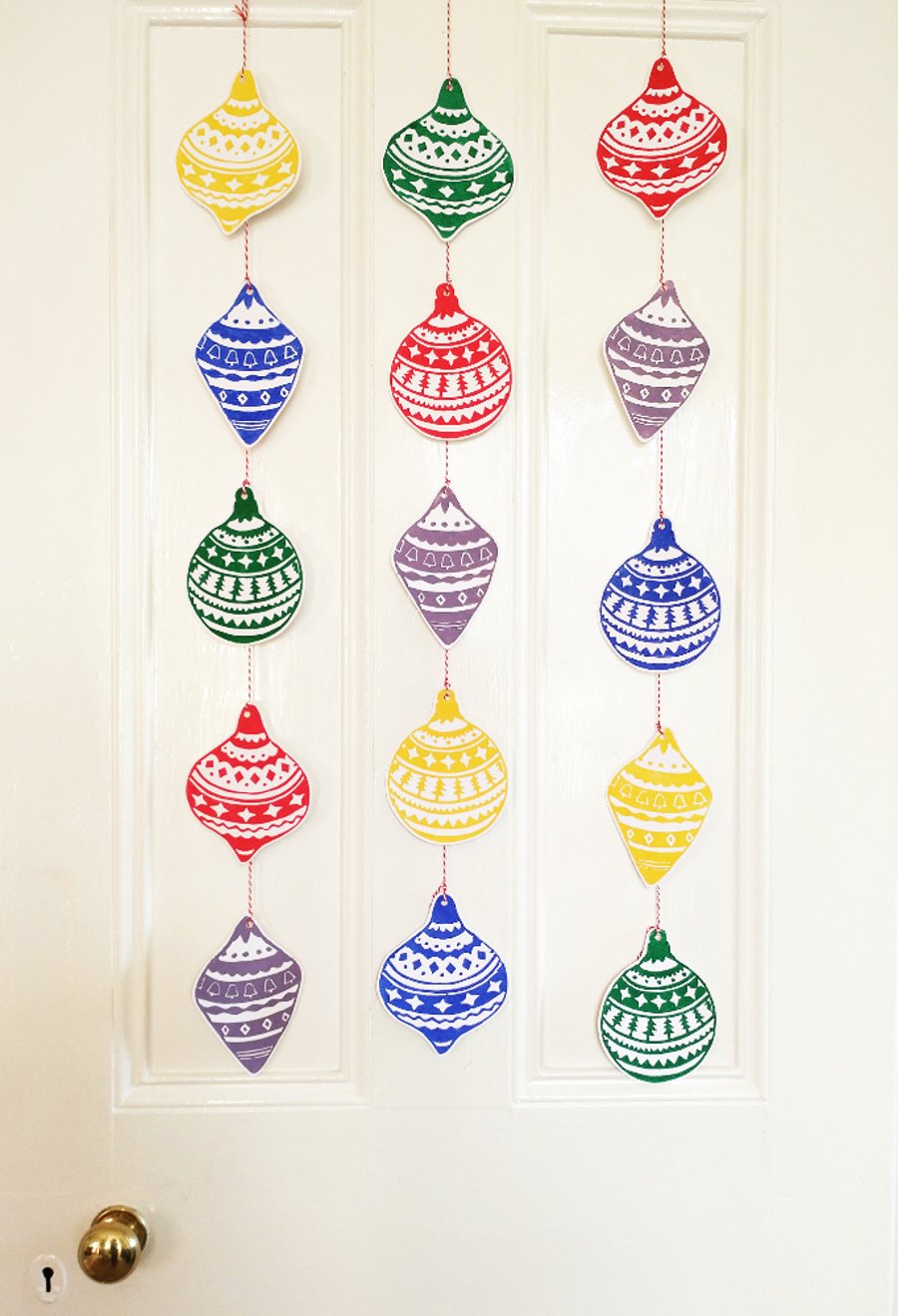 Handmade Christmas Bauble Garland (Lino printed)