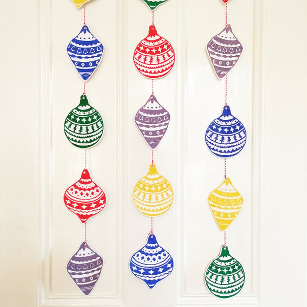 Handmade Christmas Bauble Garland (Lino printed)