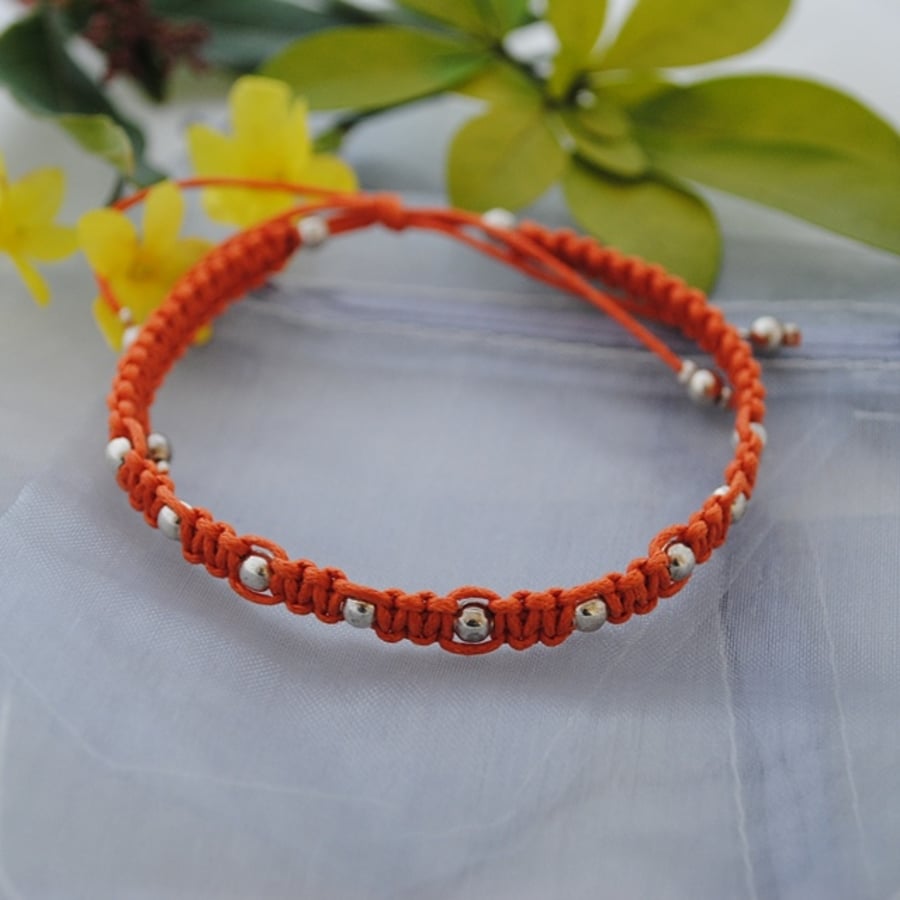 Friendship Bracelet-Sale-Orange macrame friendship bracelet