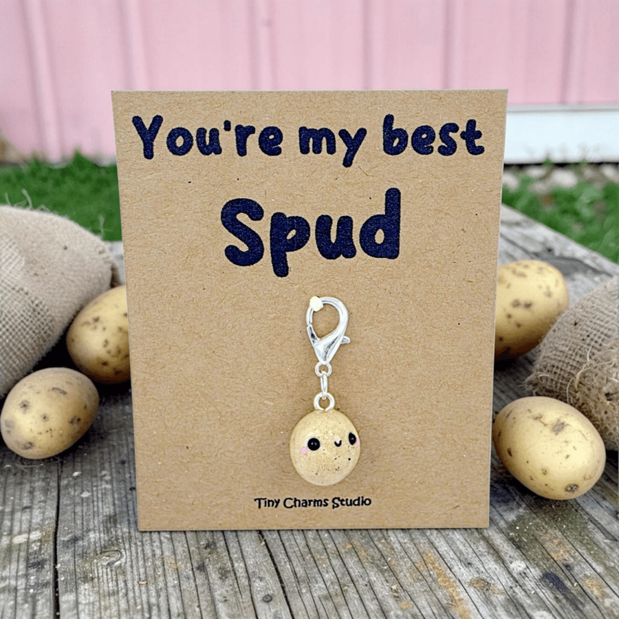 Kawaii Clay Potato Keyring - Funny Best Spud Friend Gift, Bag Charm Made In UK