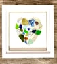 Framed Sea Glass and Porcelain Heart