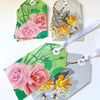 SALE - 10 Floral Gift Tags, Pink Rose & Orange Honeysuckle