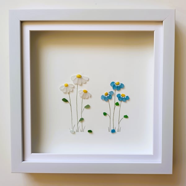 Sea Glass Flowers Floral Wall Art 