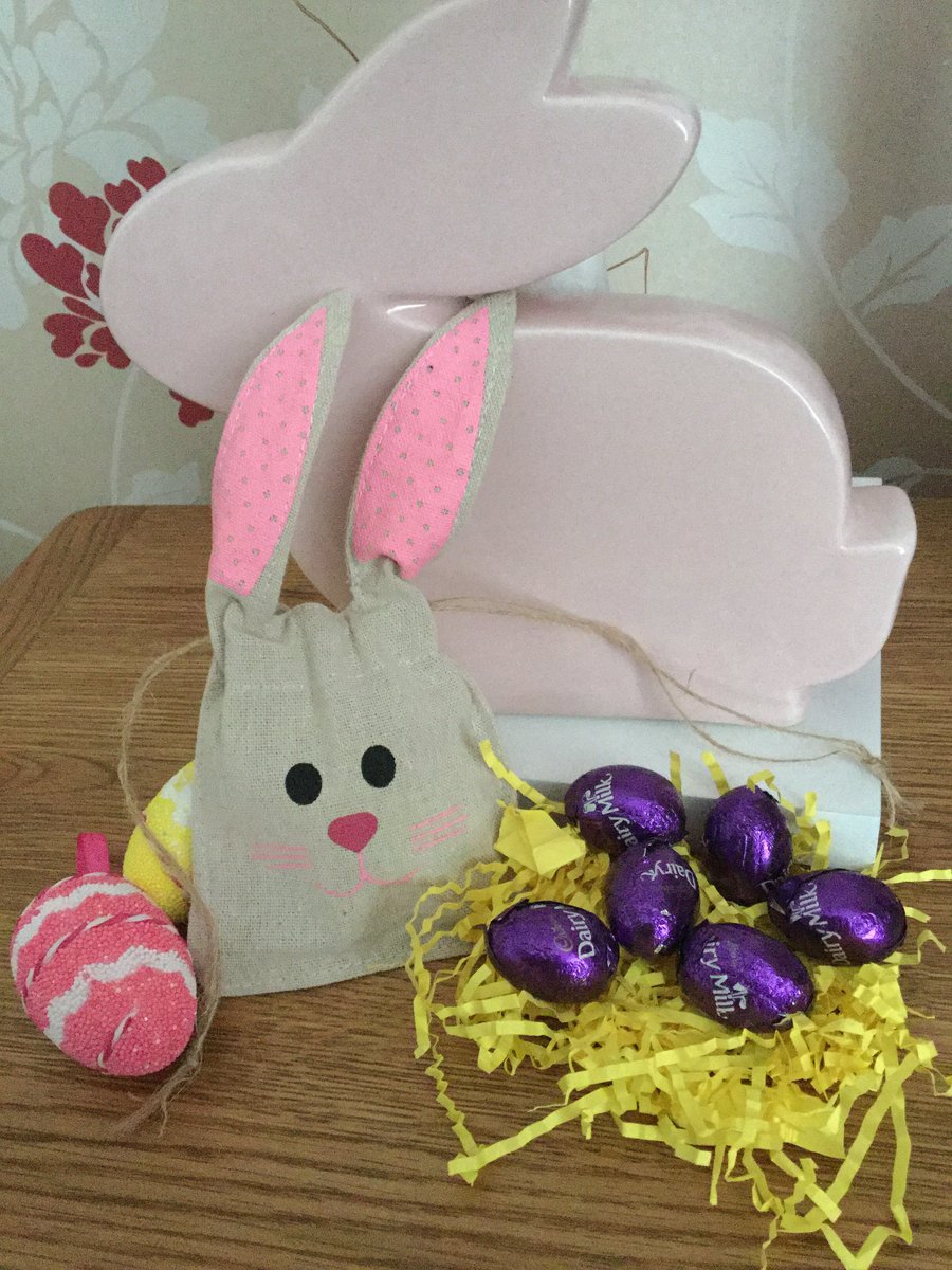 Cute Personalised Easter Bunny linen Gift Bag