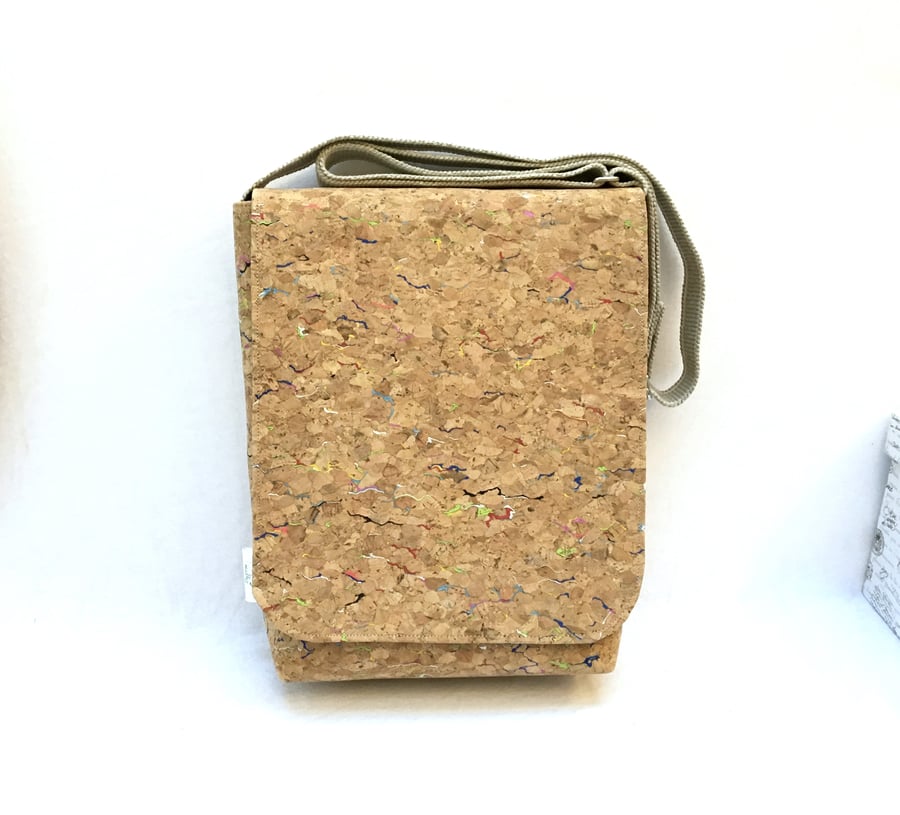 Cork shoulder bag, cork leather handbag, vegan shoulder bag