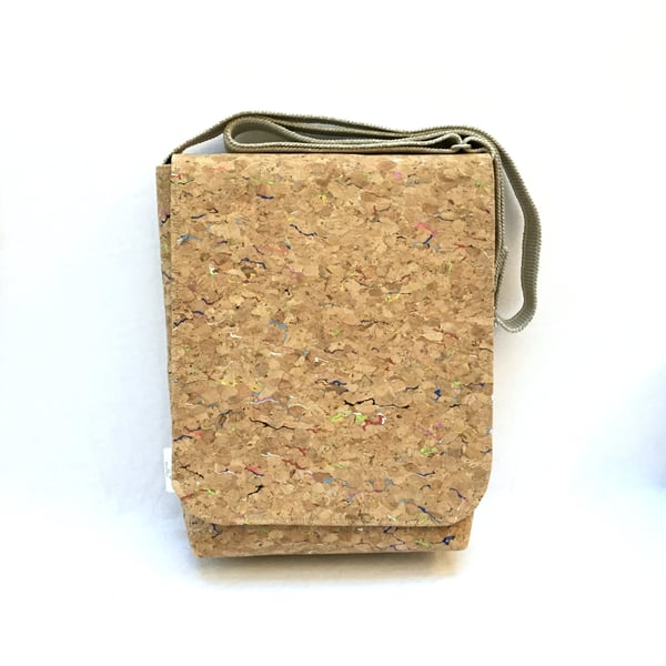 Cork shoulder bag, cork leather handbag, vegan shoulder bag