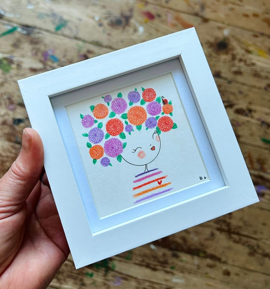 Dahlia - Framed Original Mini Illustration